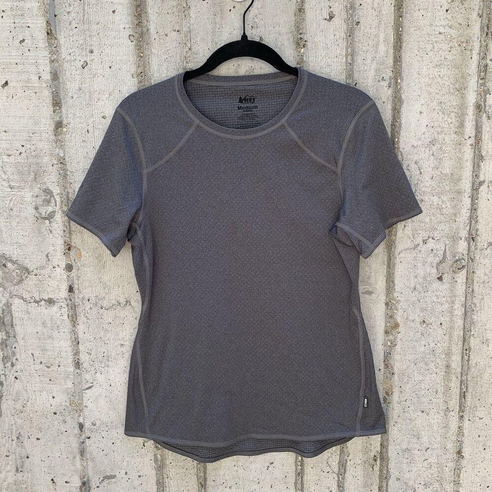 REI Co-op Running Lightweight Performance Short Sleeve Crew Neck Gray Hiking M